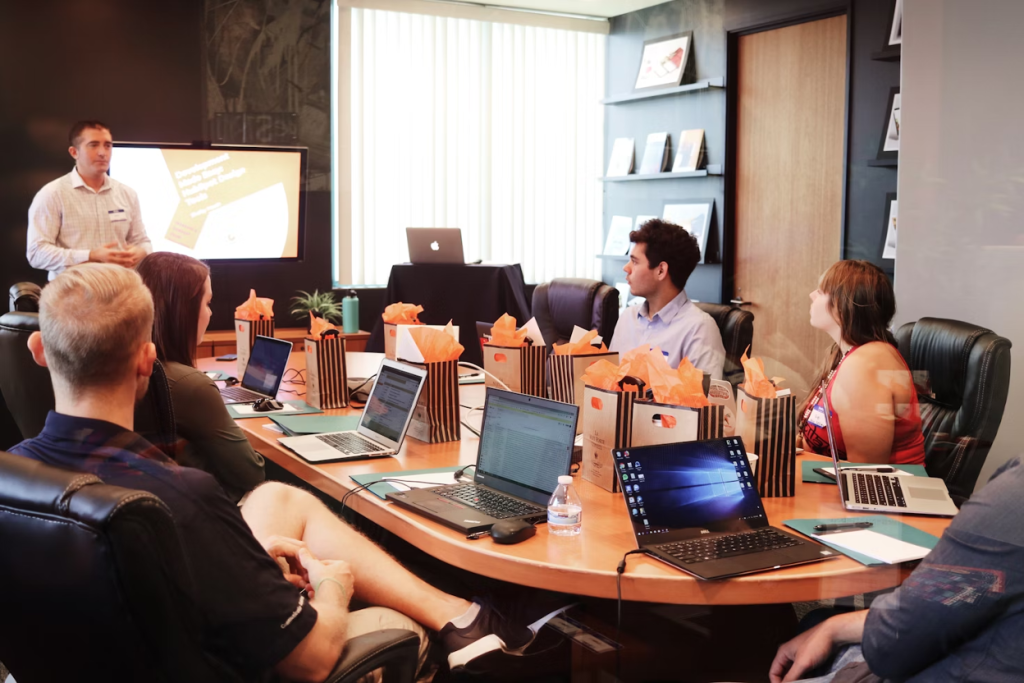 Business team meeting around a conference table