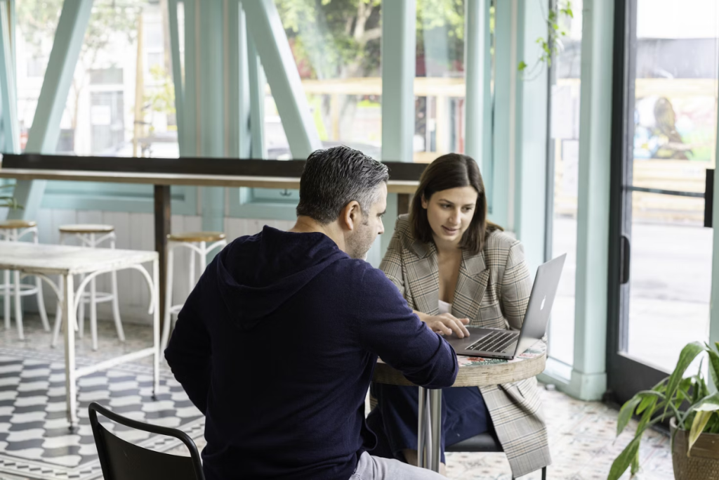 Business professionals reviewing financial documents